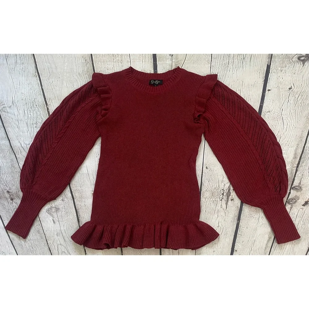 Jessica Simpson Maroon Gemma Knit Sweater
